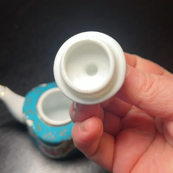 Nantucket Floral Teal and Gold Mini Teapot - Picture 4 of 7